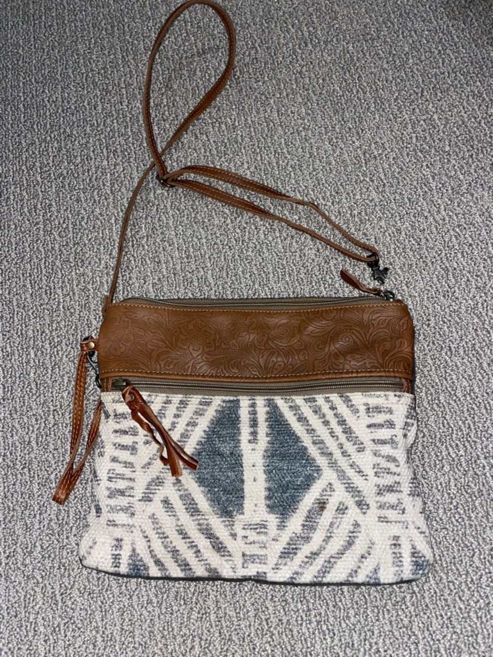 Tooled leather Myra crossbody purse